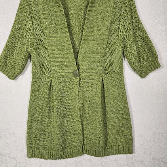 VTG Carole Little Cardigan Sweater sz XL* Green Half Sleeve 1 Button Front - Picture 3 of 14